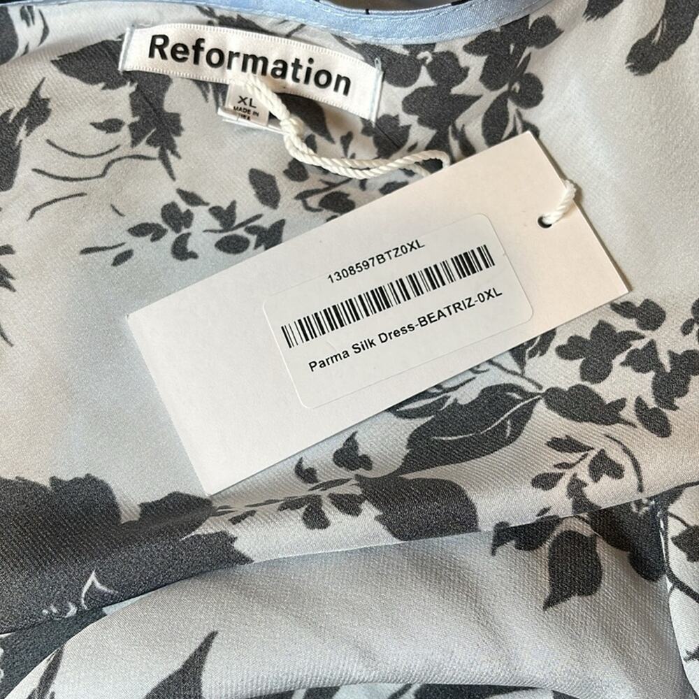 REFORMATION Parma Beatriz Blue Floral Silk Slip Maxi Dress Size XL - Picture 7 of 8